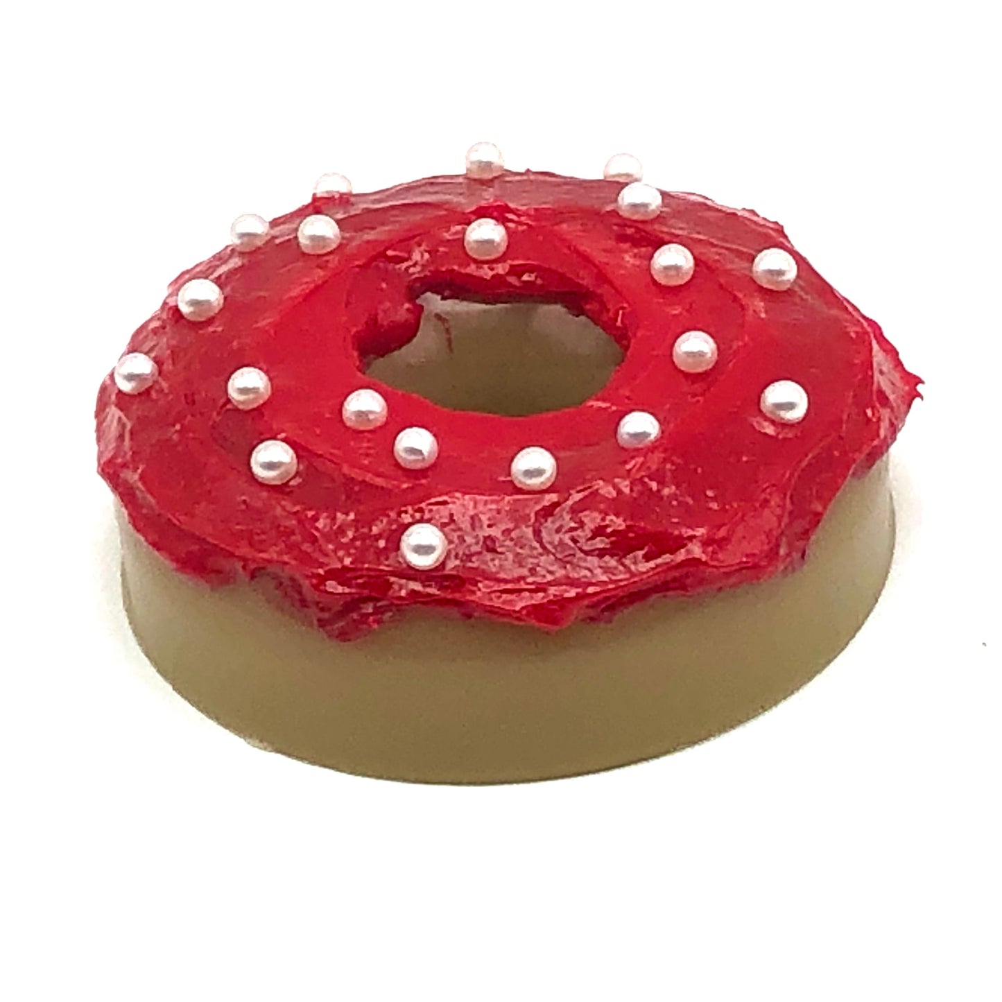 Red Frosting Resin MINI Donut with Pearl Balls Sprinkles