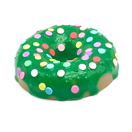 Kelly Green Frosting Resin MINI Donut with Rainbow Confetti Sprinkles