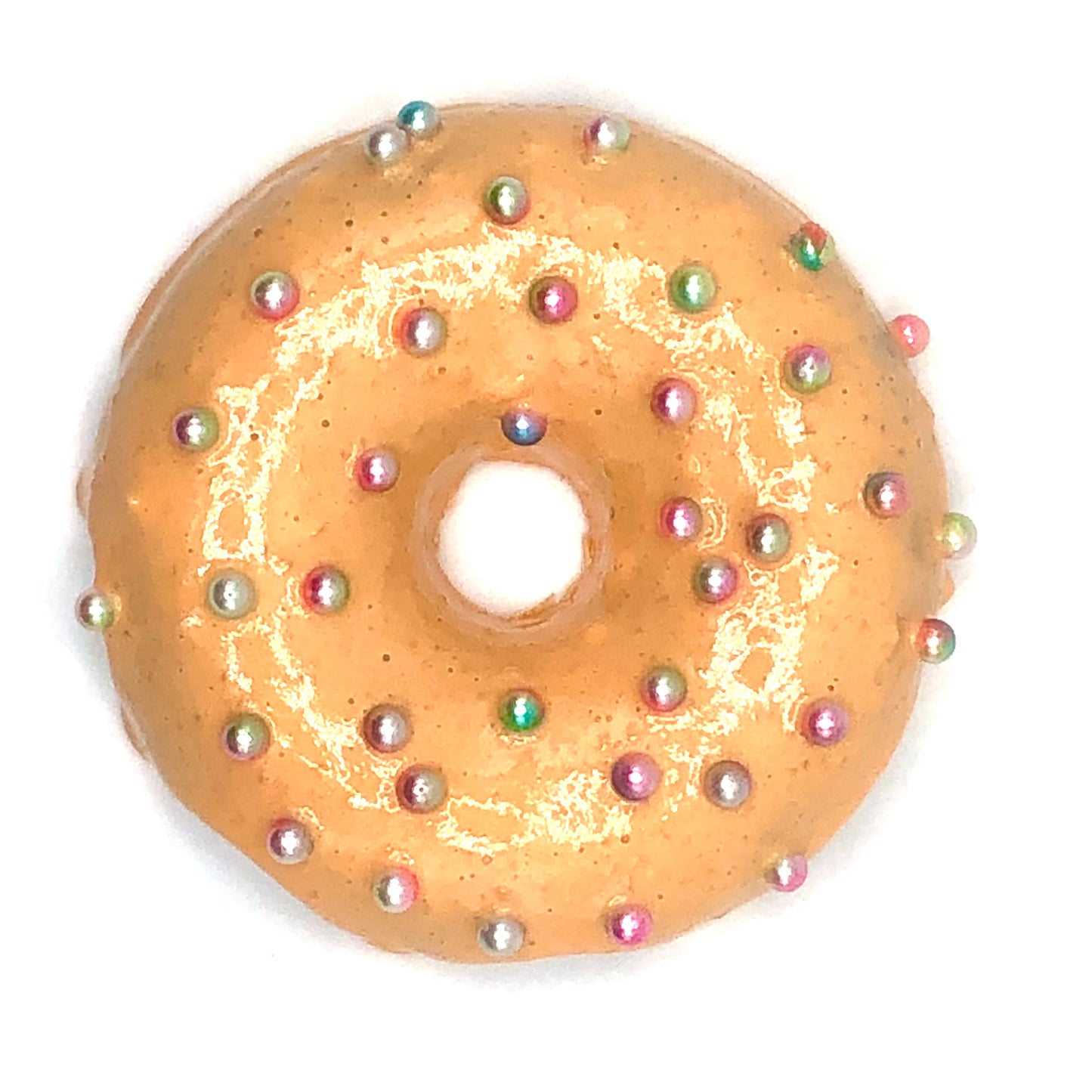 Peach Frosting Resin MINI Donut with Pastel Balls Sprinkles