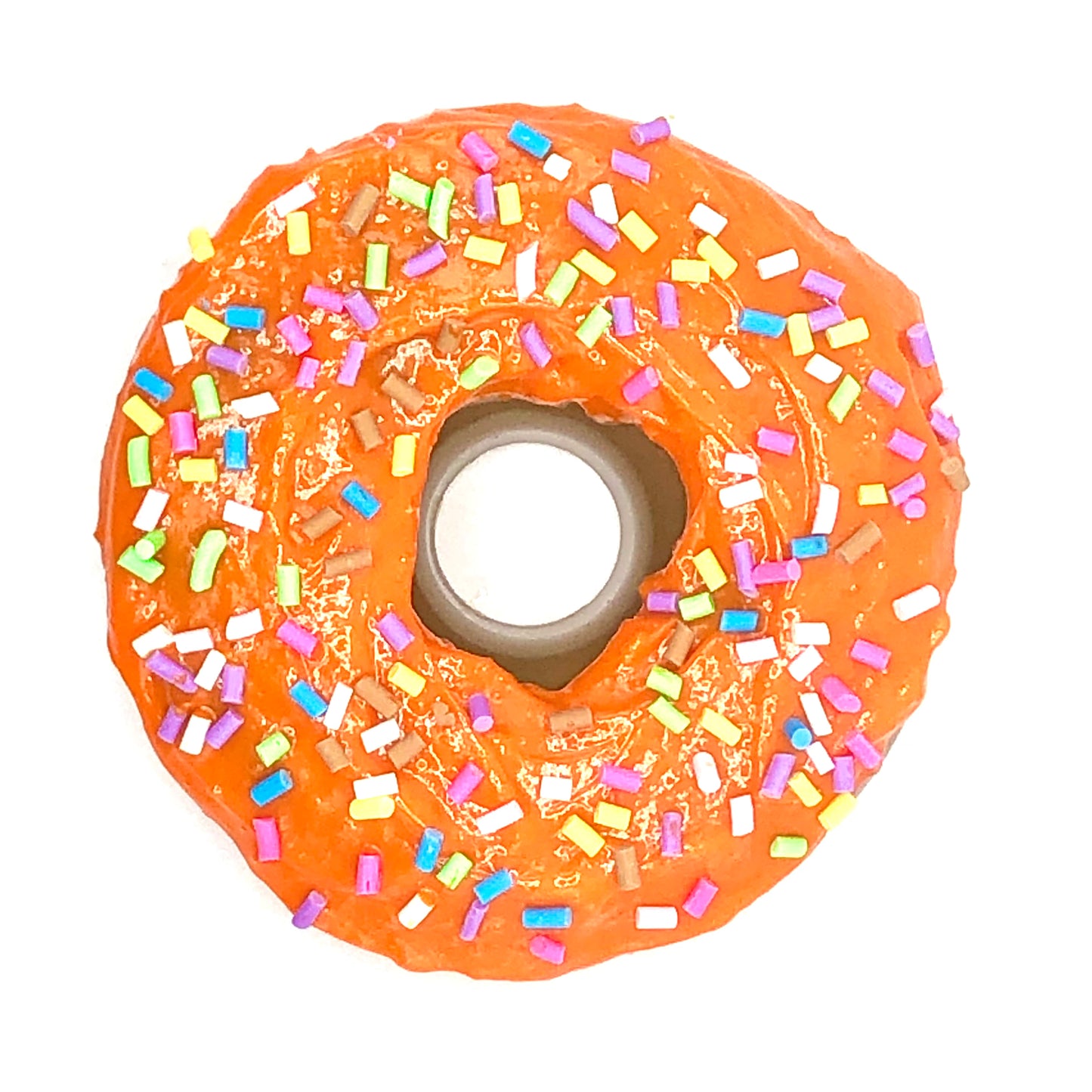 Orange Frosting Resin MINI Donut with Pastel Rainbow Sprinkles