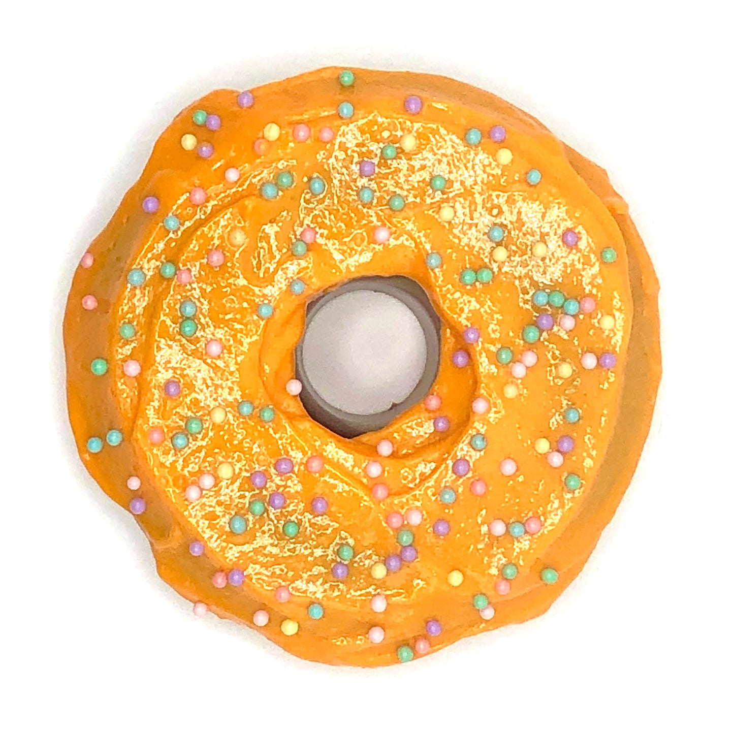 Tangerine Frosting Resin MINI Donut with Pastel Nonpareil Sprinkles