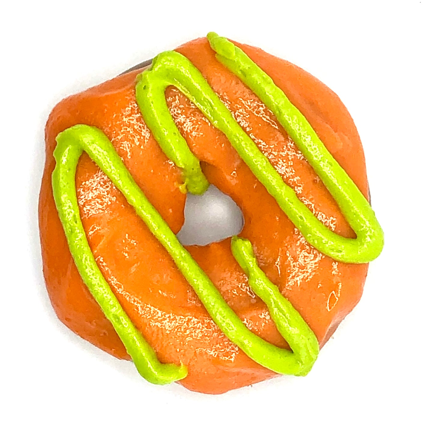 Orange Frosting Resin MINI Donut with Lime Green Drizzle