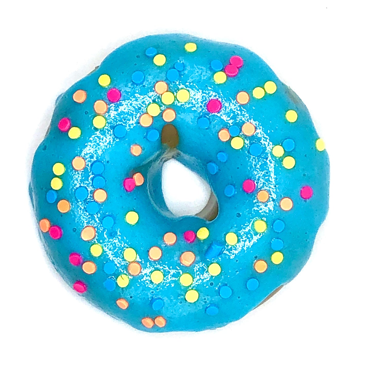 Bright Blue Frosting Resin MINI Donut with Rainbow Confetti Sprinkles