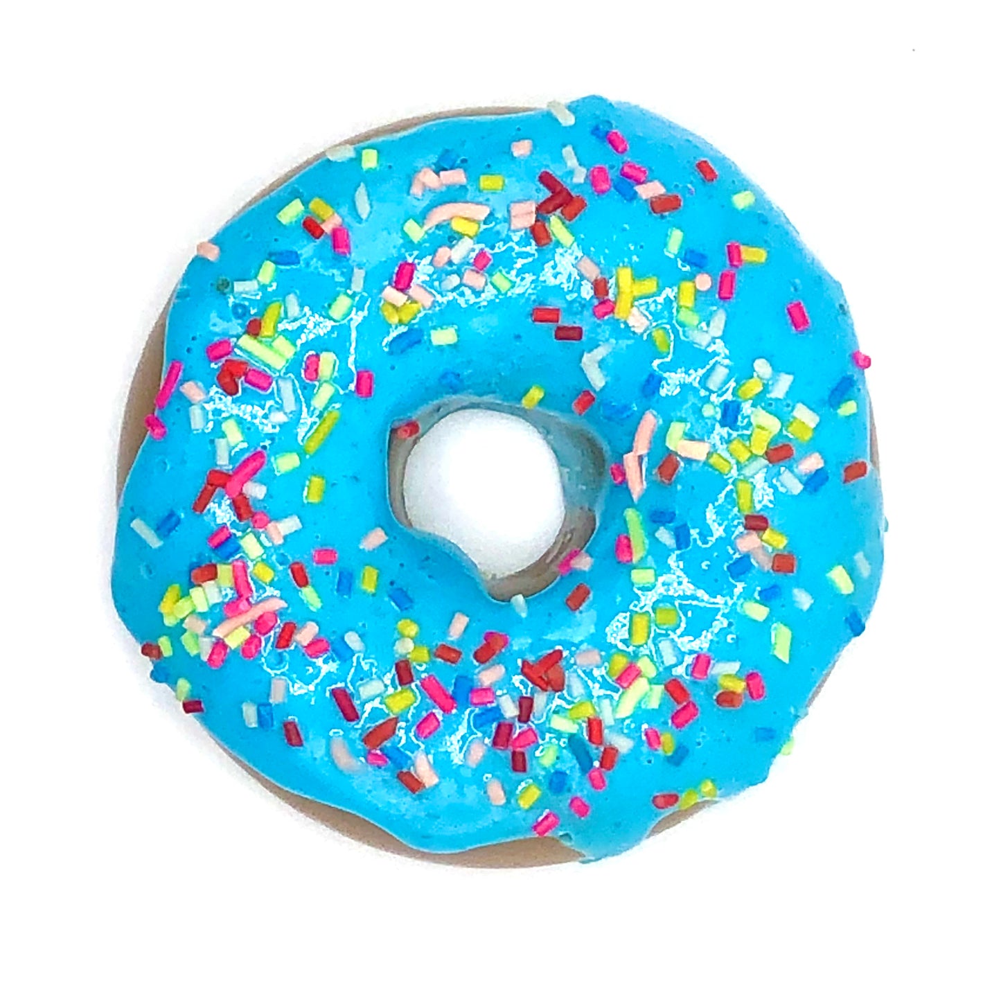 Bright Blue Frosting Resin MINI Donut with Rainbow Sprinkles