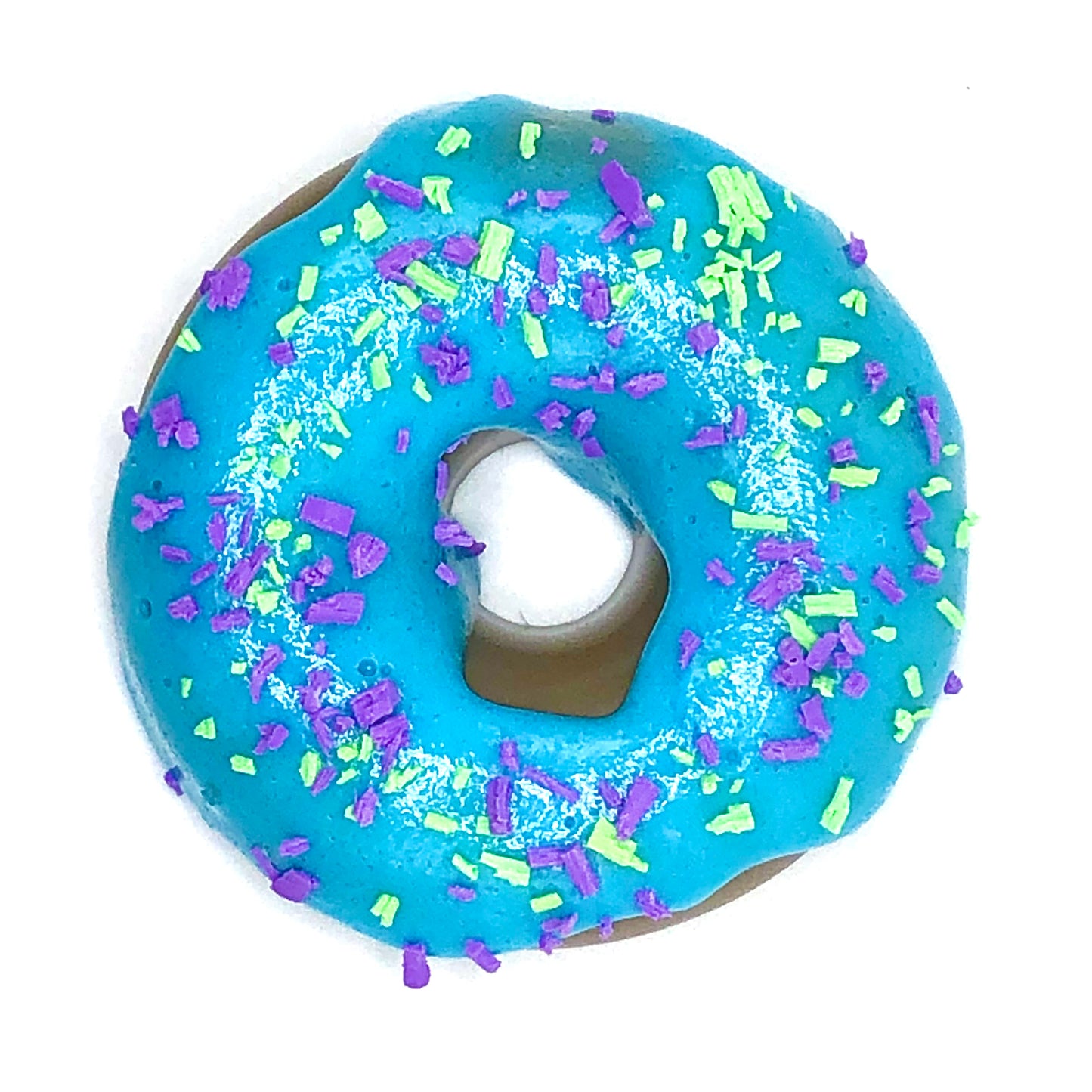 Bright Blue Frosting Resin MINI Donut with Purple and Lime Green Sprinkles