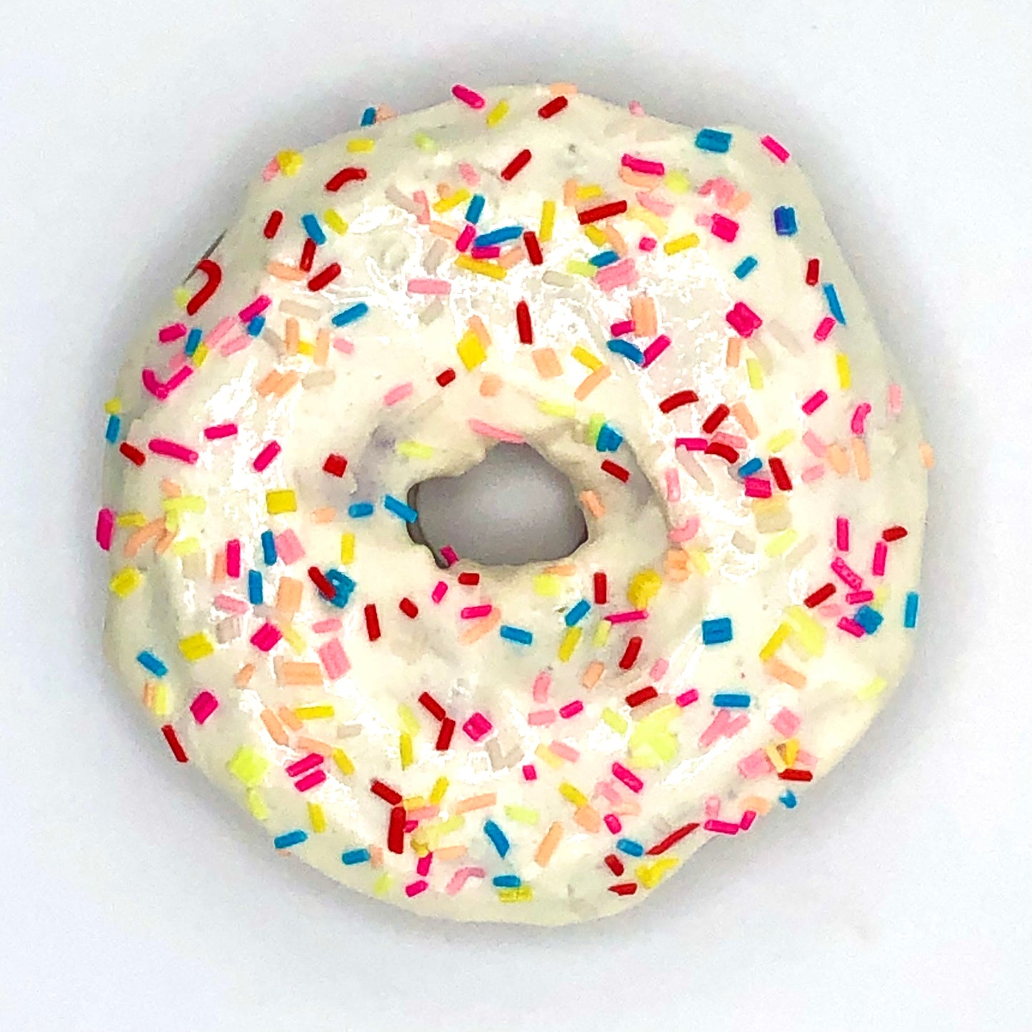 White Frosting Resin MINI Donut with Rainbow Sprinkles