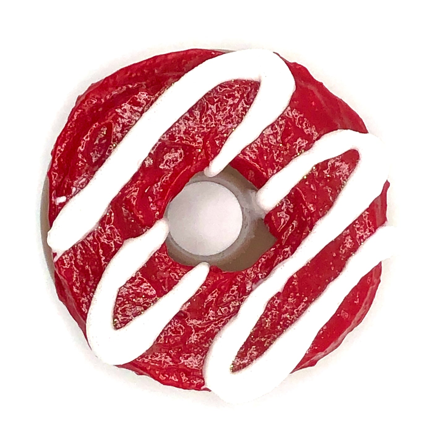 Red Frosting Resin MINI Donut with White Drizzle