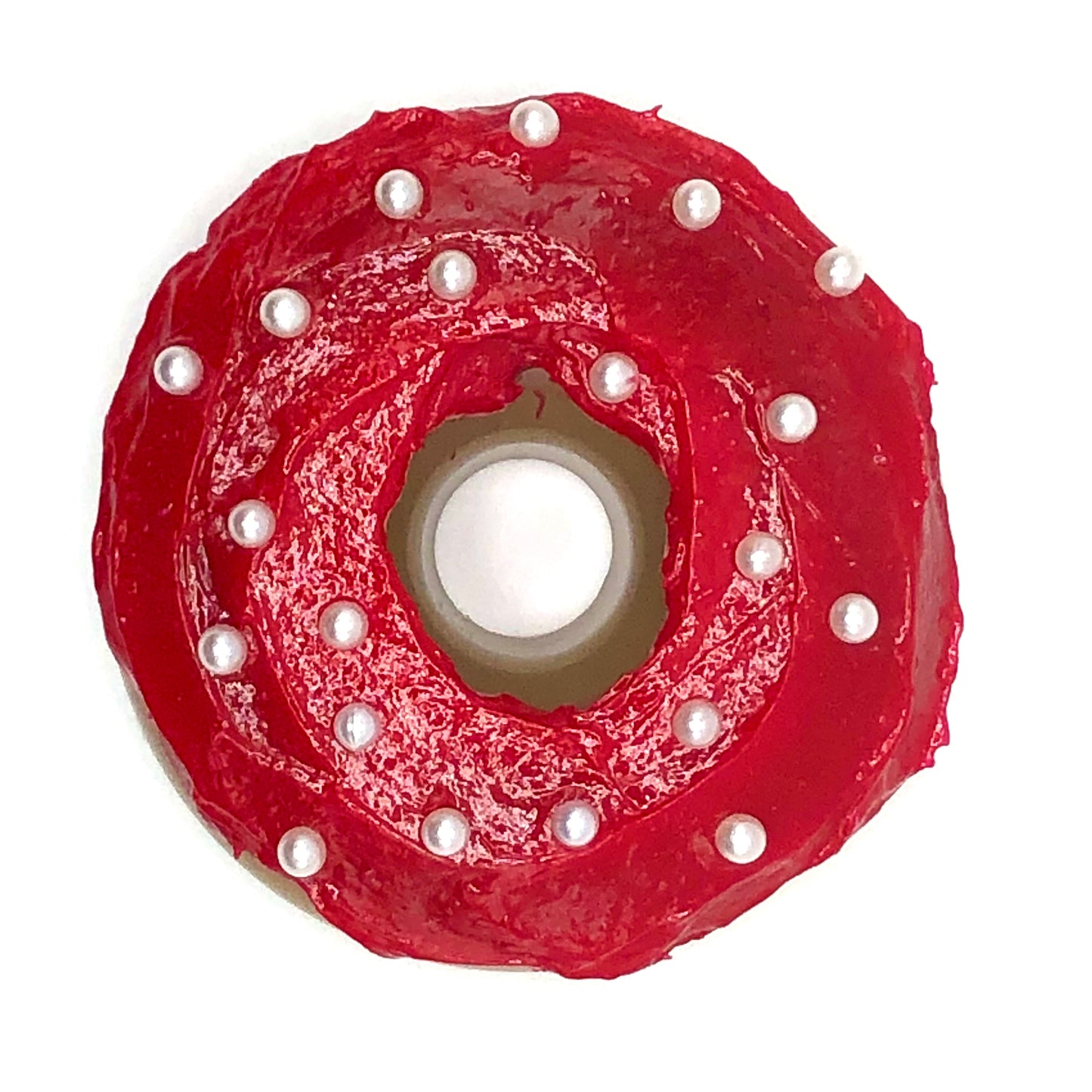 Red Frosting Resin MINI Donut with Pearl Balls Sprinkles