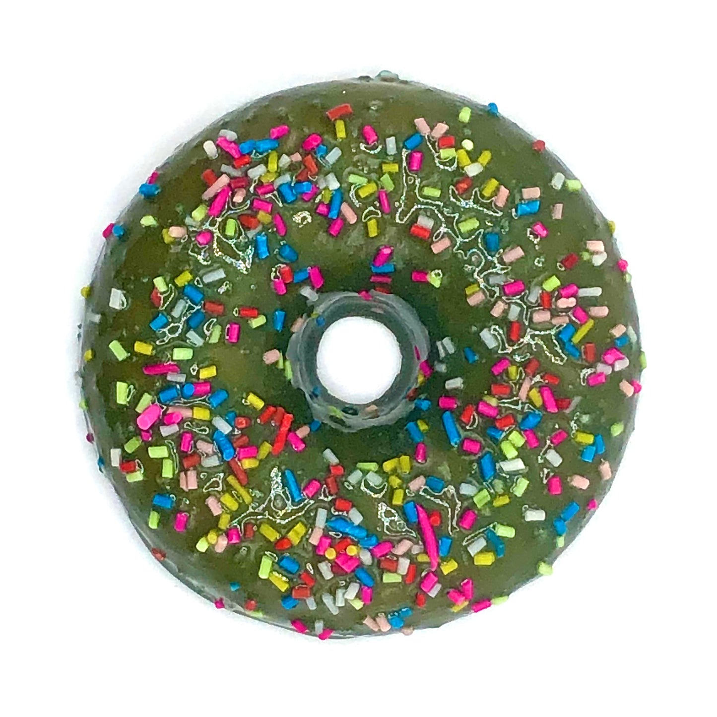 Army Green Frosting Resin MINI Donut with Rainbow Sprinkles