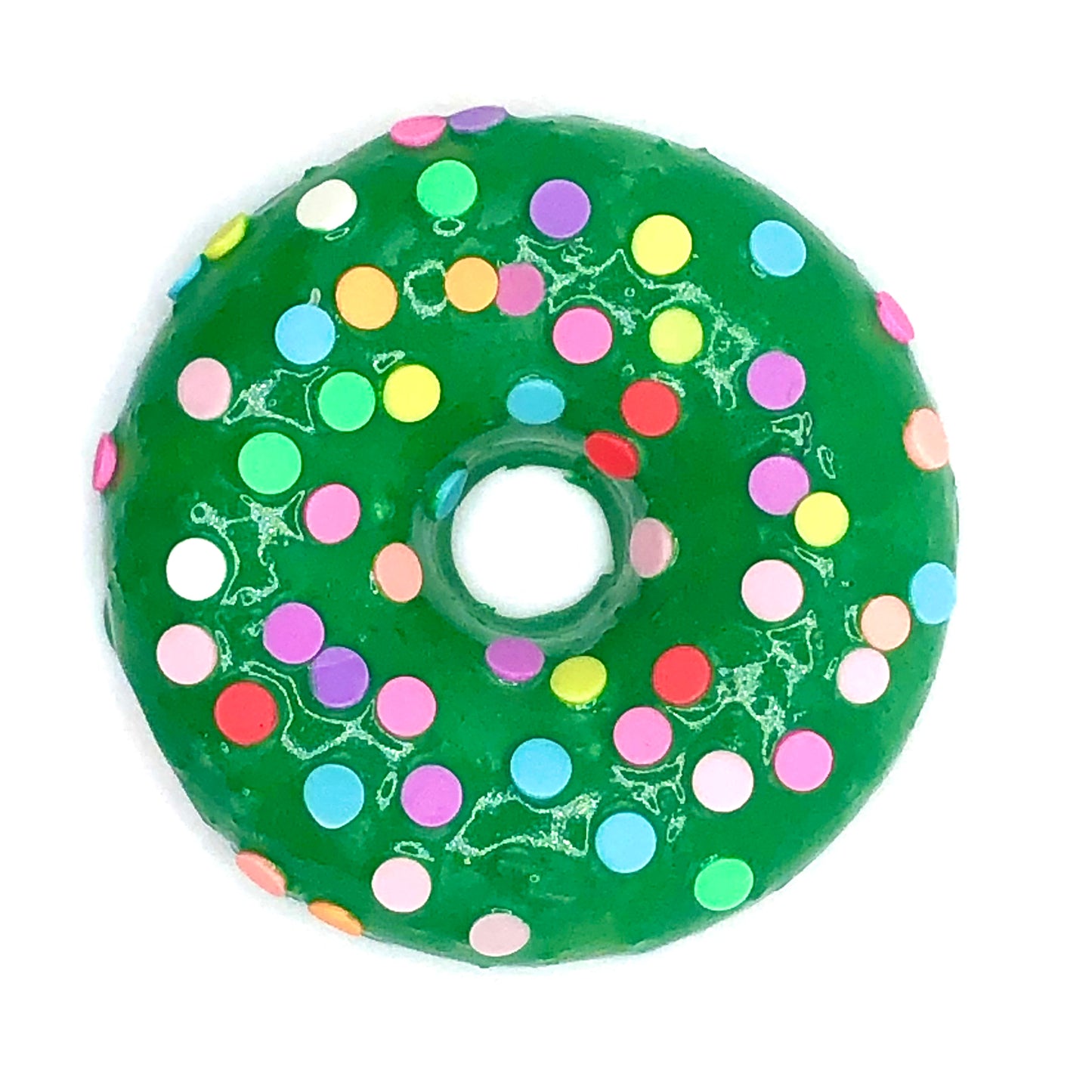 Kelly Green Frosting Resin MINI Donut with Rainbow Confetti Sprinkles